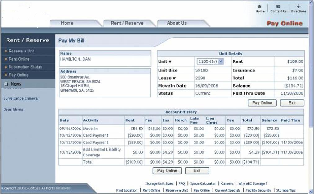 Web based Self Storage Software